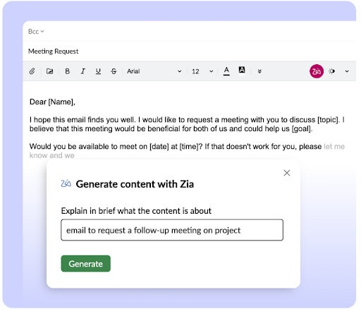 Zoho's AI - auto generate feature