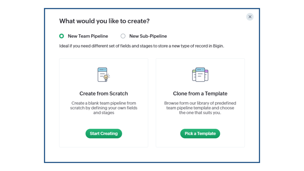 How to Create and Manage Pipelines in Bigin: Step 1