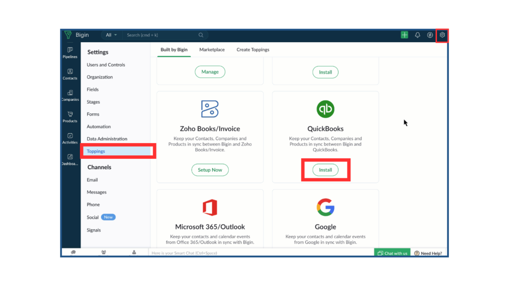How to Integrate Quickbooks with Bigin: Step-by-Step Setup